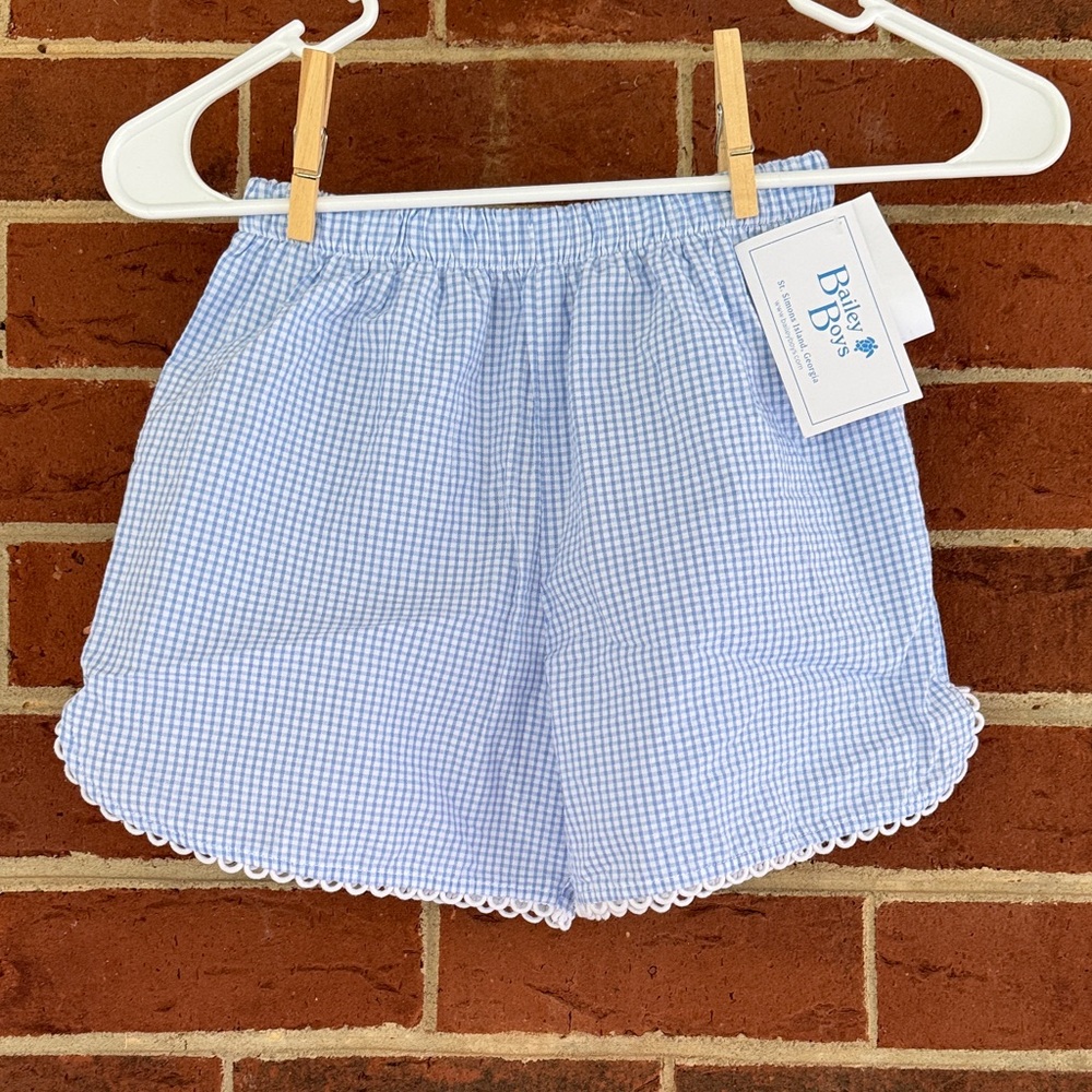 Baby Blue Gingham Kids Shorts boy NWT